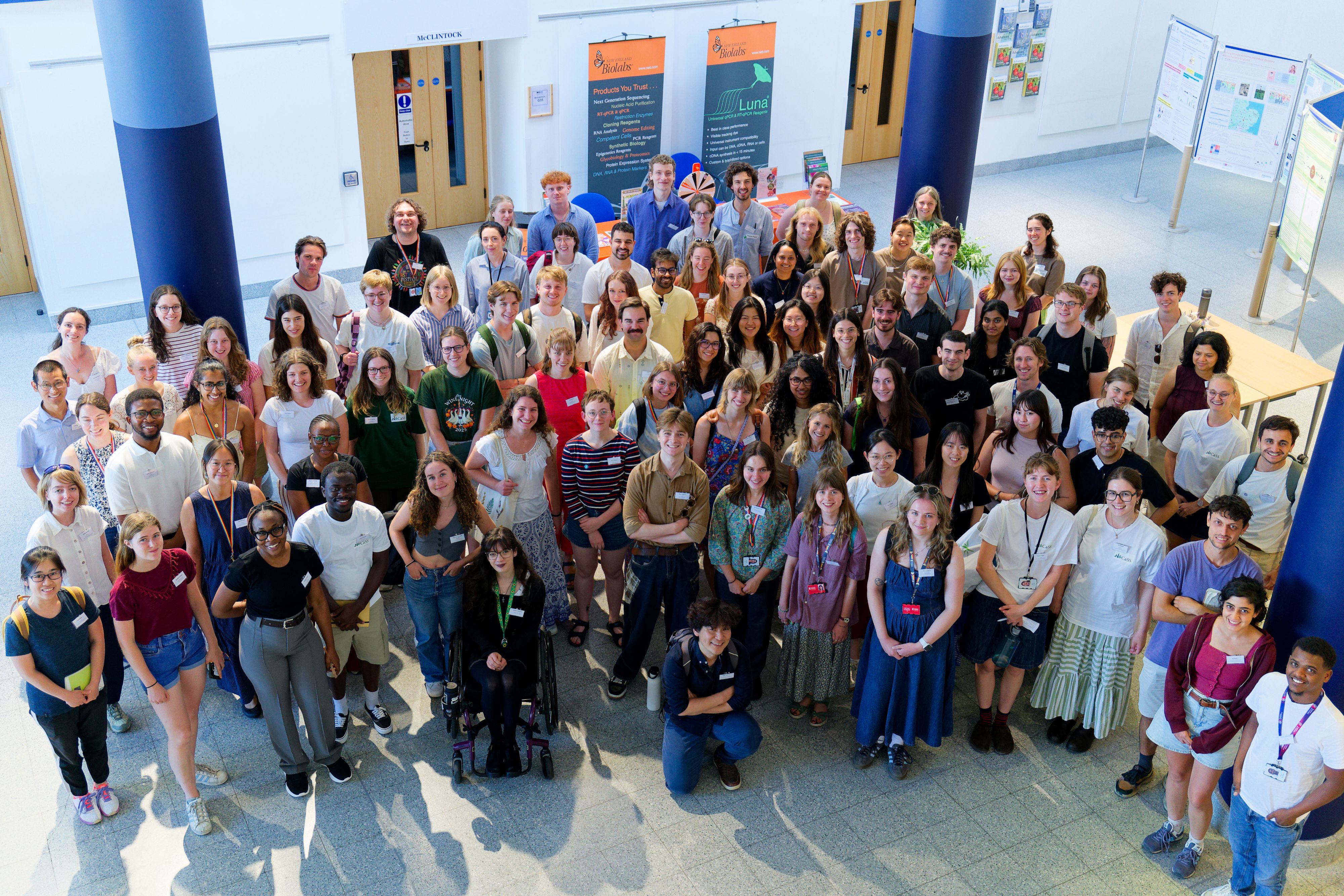 Photo taken from above a large group of students at the conference